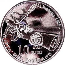 Mince : 10 Euro 2009 Stříbro 80 let Vatikánský stát