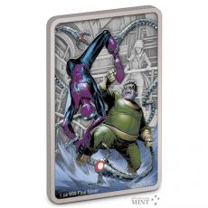 MARVEL SPIDER MAN VS DOCTOR OCTOPUS 2024 2 $ 1 OZ STŘÍBRNÁ STAROŽITNÁ BAREVNÁ MINCE